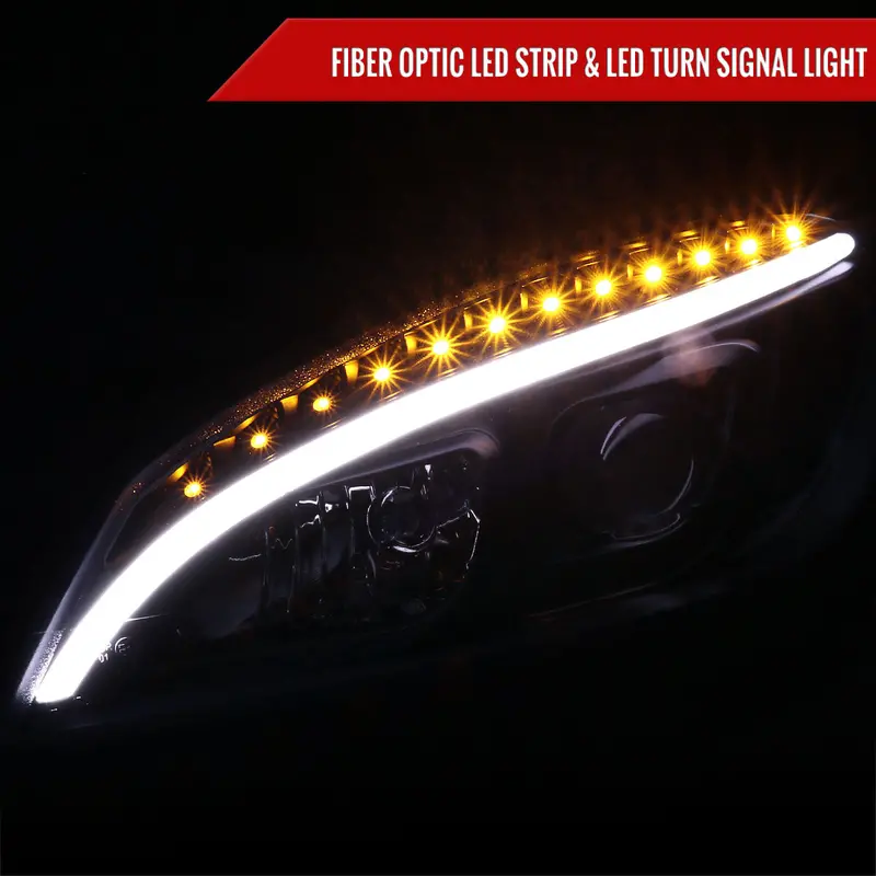 Spec-D 08-11 Benz W204 C Class Pro Headlights Light Bar Black 2