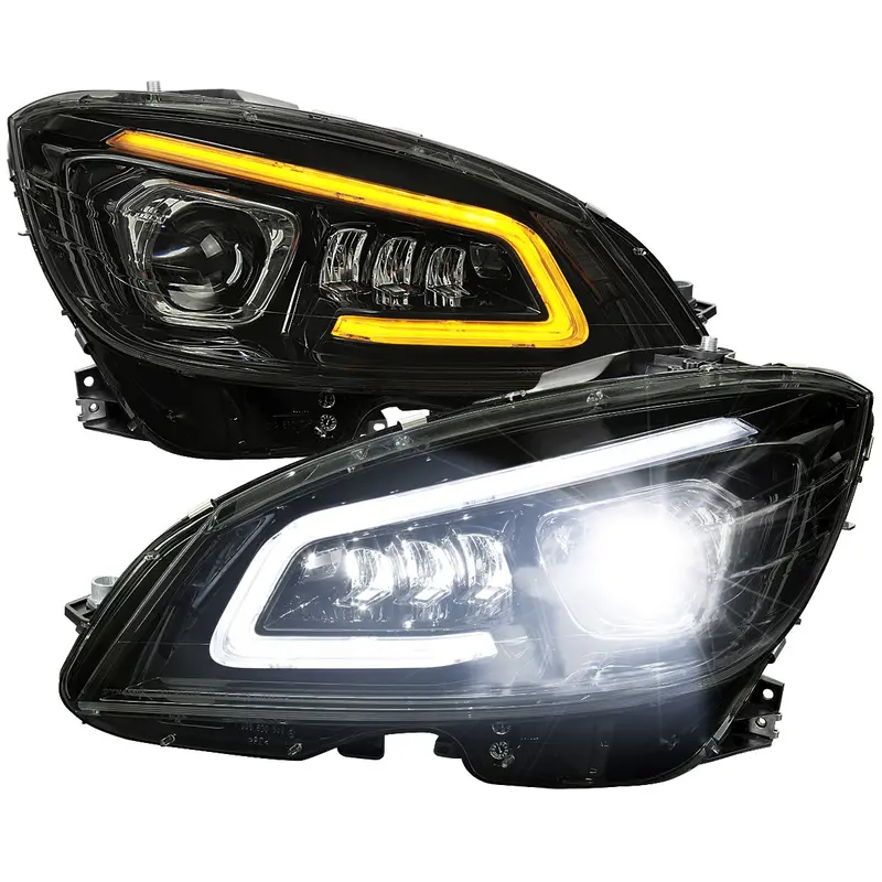 Spec-D 08-11 Benz W204 C-Class Seq Led Headlights Black/Smoked 1