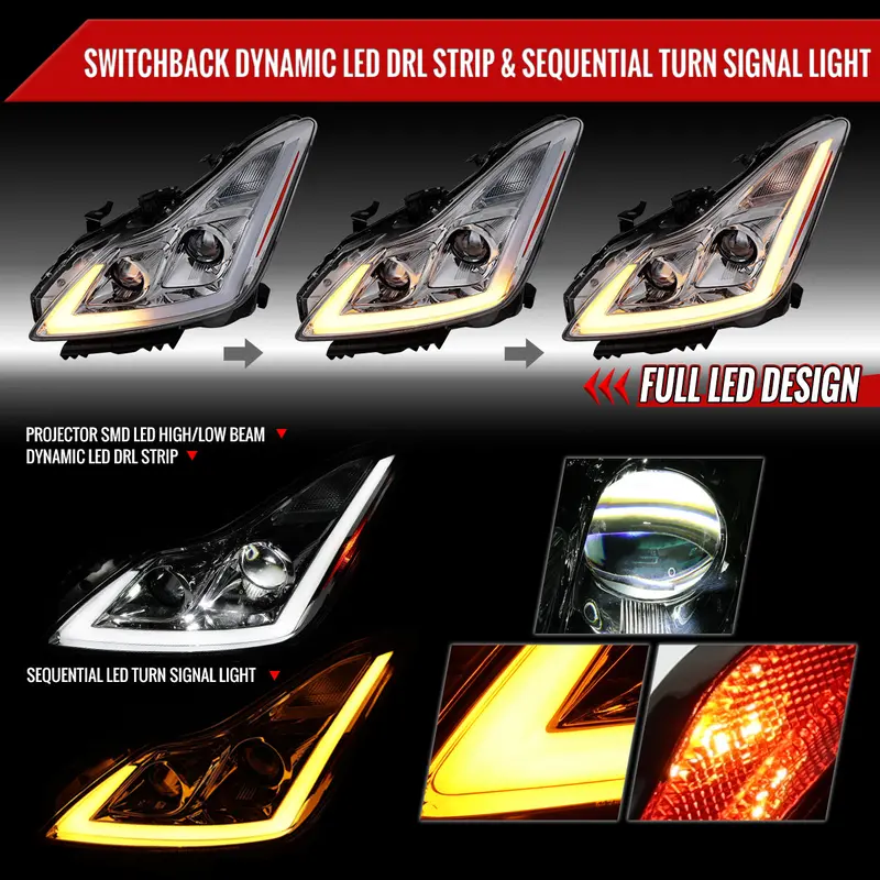 Spec-D 08-13 G37/14-15 Q60 2Dr Headlights Sequential Led Clear 2