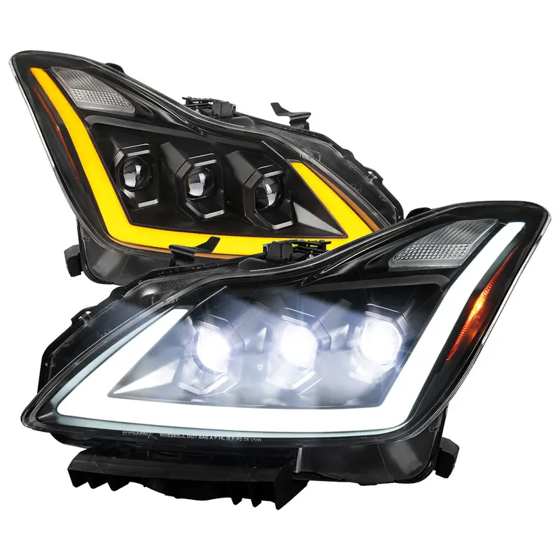 Spec-D 08-13 G37 14-15 Q60 2Dr Headlights Triple Projector Black/Clear 1