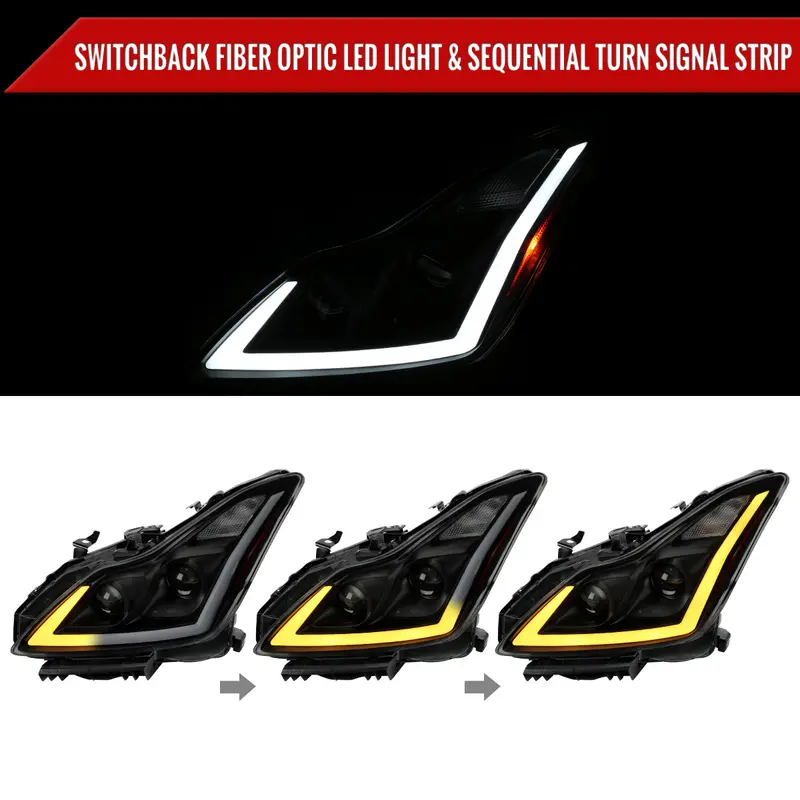 Spec-D 08-13 G37/14-15 Q60 2Dr Sequential Headlights Black/Smoked 2