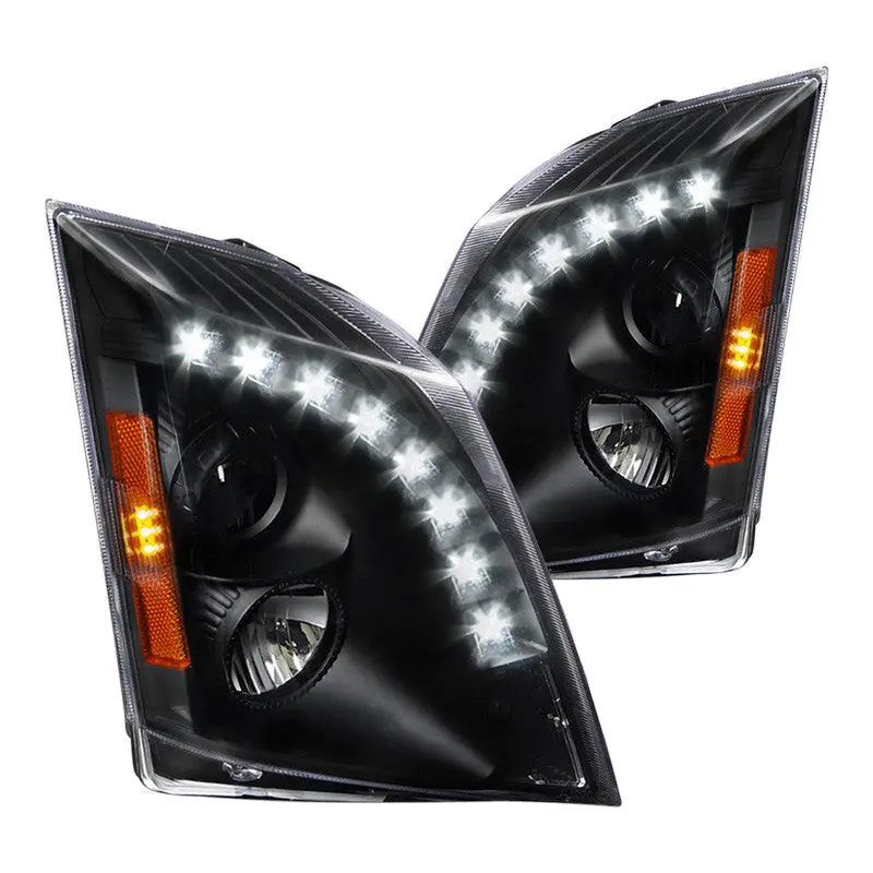 Spec-D 08-14 Cadillac Cts Headlights Projector Led Strip Black/Clear 1