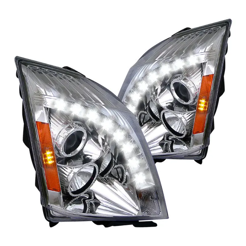 Spec-D 08-14 Cadillac Cts Headlights Projector Led Strip Chrome/Clear 1