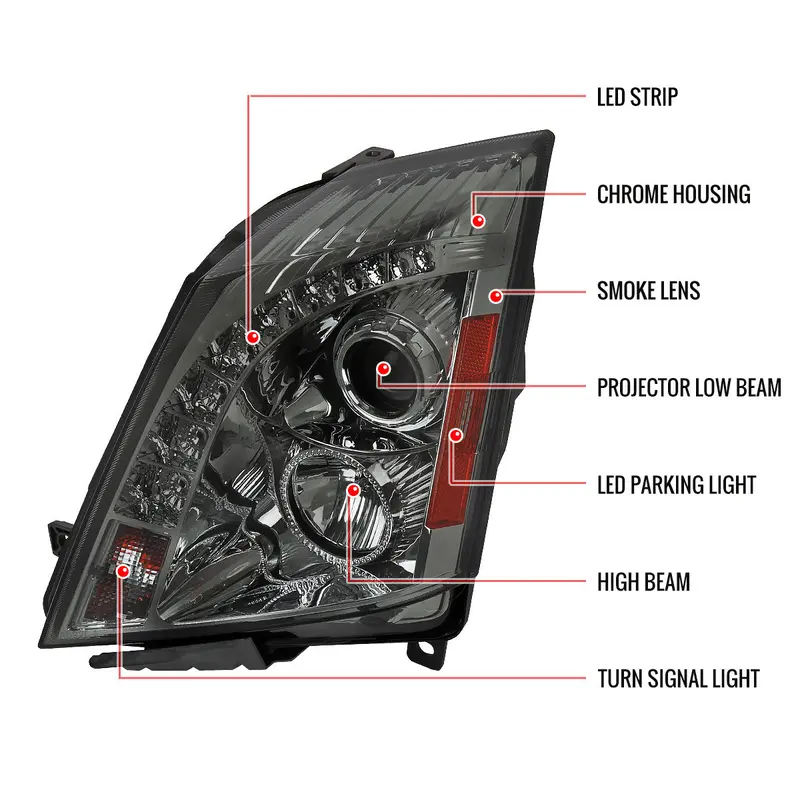 Spec-D 08-14 Cadillac Cts Projector Headlights Chrome Smoked 2
