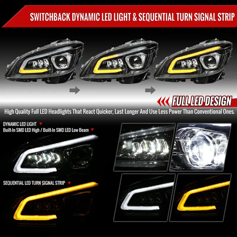 Spec-D 08-14 Mercedes C-Class W204 Headlights Sequential Black/Clear 2