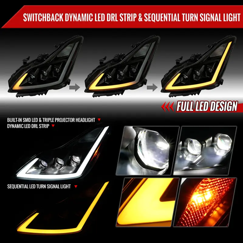 Spec-D 08-15 Infiniti G37/Q60 Coupe Headlights Led Sequential Smoked 2