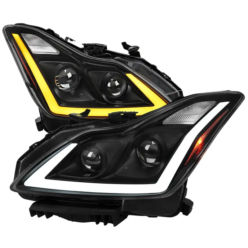 Spec-D 08-15 Infiniti G37/Q60 Coupe Headlights Sequential Black/Clear 1