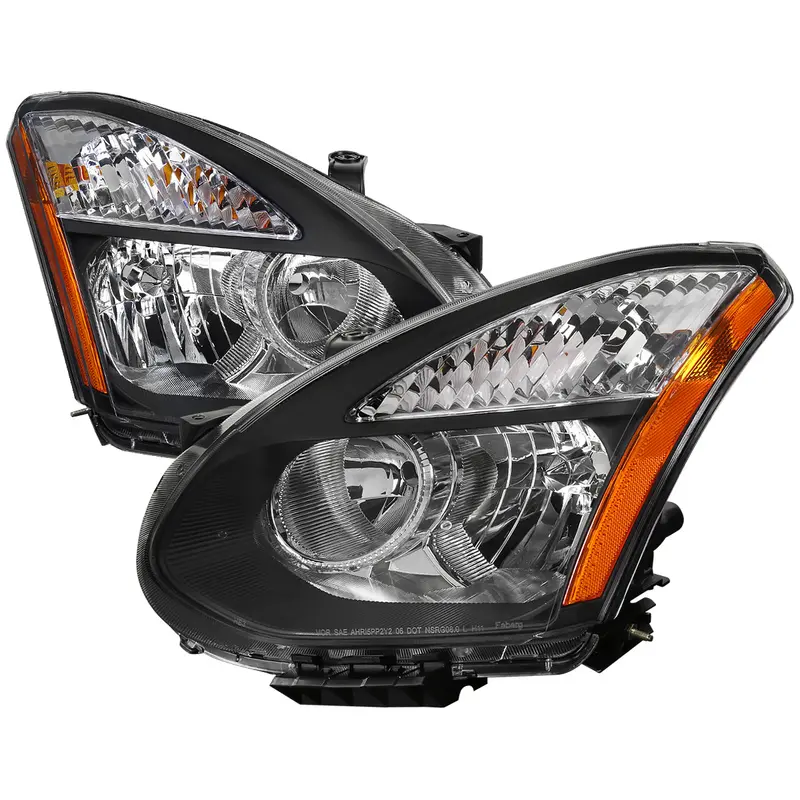 Spec-D 08-15 Nissan Rogue Headlights Oem Style Black/Amber Reflectors 1