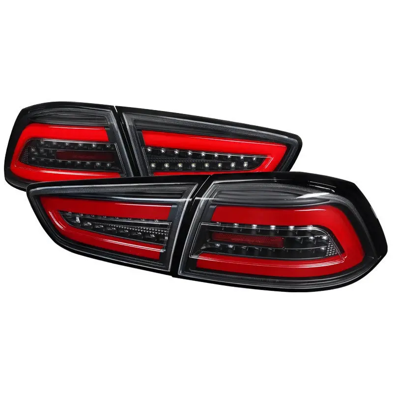 Spec-D 08-17 Lancer Evo X Led Tail Lights Black/Clear Lens Red Bar 1