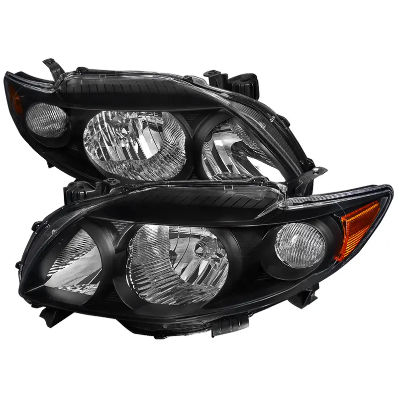 Spec-D 09-10 Corolla Headlights Oem Style Amber Reflectors Black 1