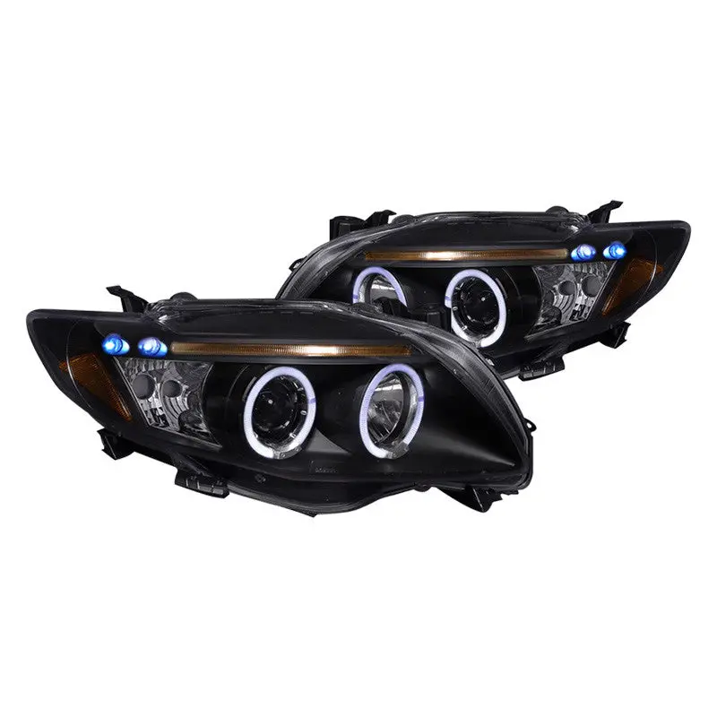 Spec-D 09-10 Toyota Corolla Halo Projector Headlights Black 1