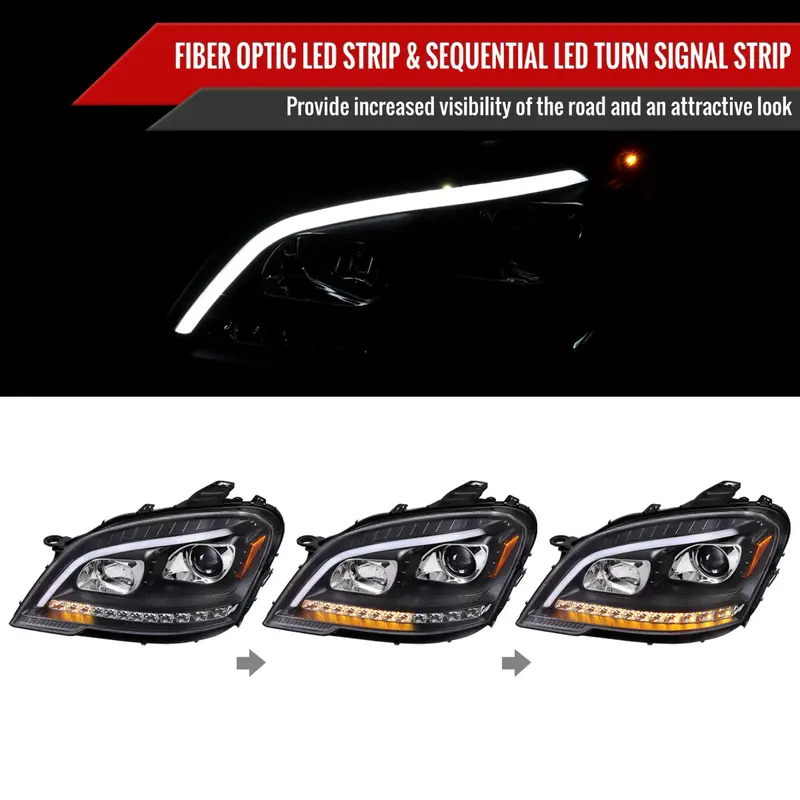 Spec-D 09-11 Benz W164 Ml-Class Sequetial Led Headlights Black 2