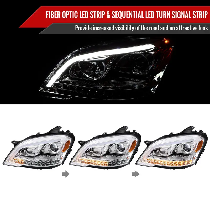 Spec-D 09-11 Benz W164 Ml-Class Sequetial Led Headlights Chrome 2