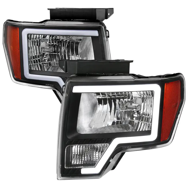 Spec-D 09-14 Ford F-150 Headlights Led Bar Oem Style Black 1