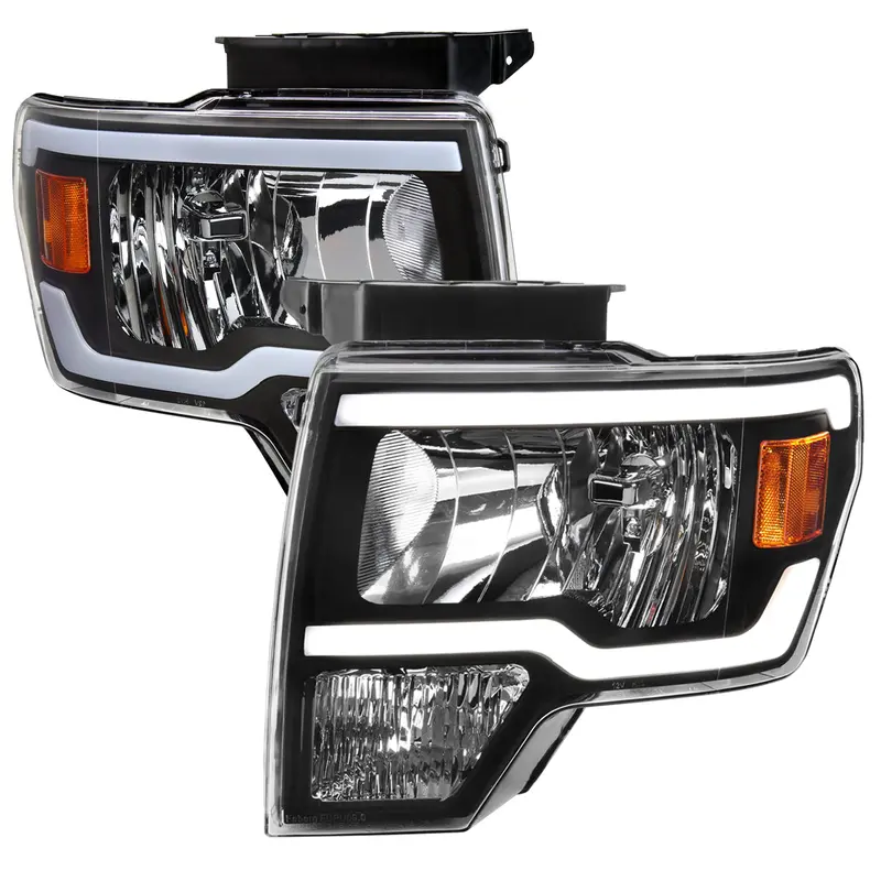 Spec-D 09-14 Ford F-150 Headlights Led Tube Oem Style Black 1