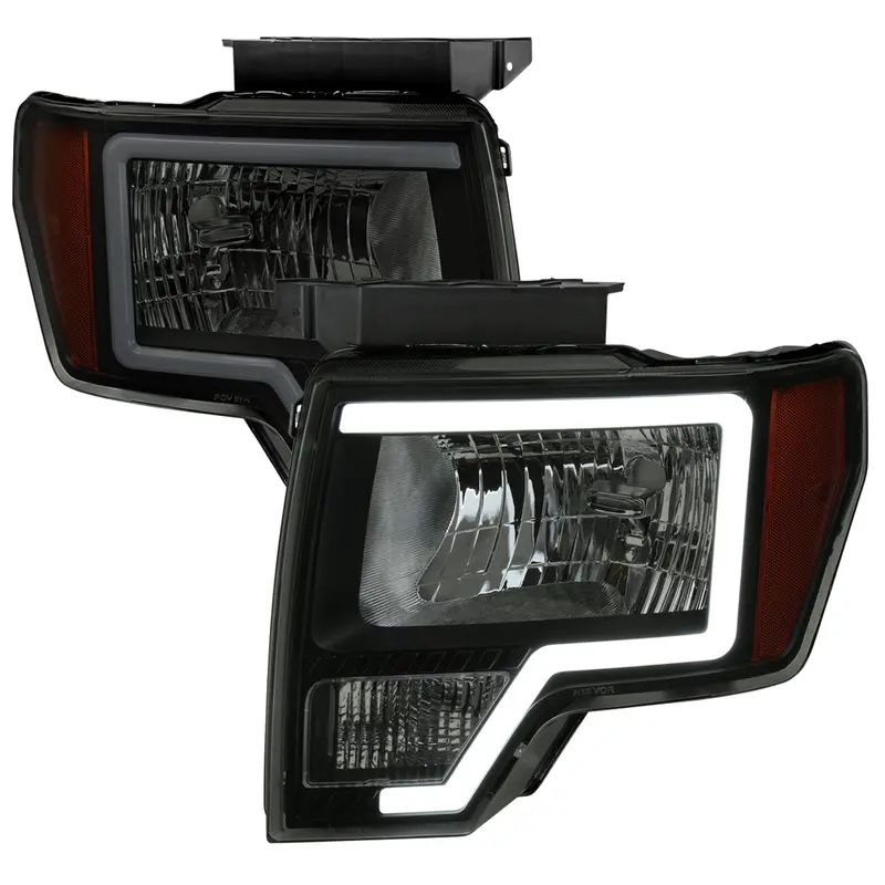 Spec-D 09-14 Ford F-150 Headlights Oem Style Amber Black/Smoked 1