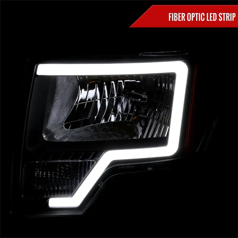 Spec-D 09-14 Ford F-150 Headlights Oem Style Amber Black/Smoked 2