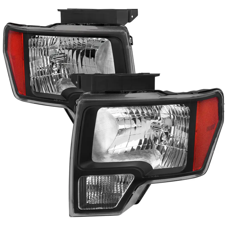 Spec-D 09-14 Ford F-150 Headlights Oem Style Matte Black/Clear 1
