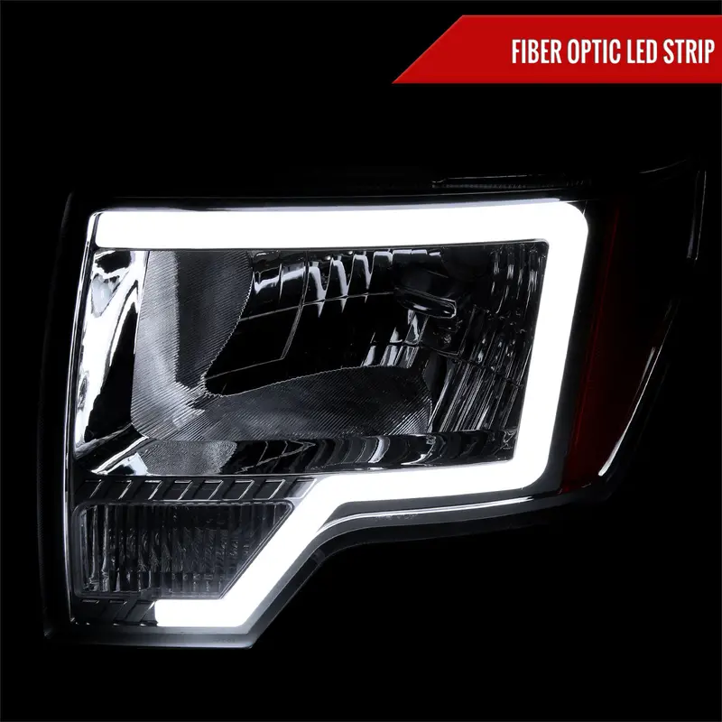 Spec-D 09-14 Ford F-150 Led Bar Headlights Amber Reflector Chrome 2