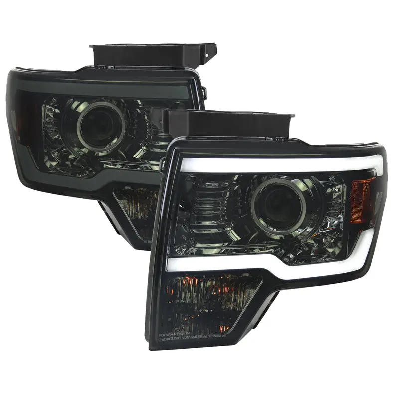 Spec-D 09-14 Ford F-150 Led Strip Projector Headlights Chrome/Smoked 1