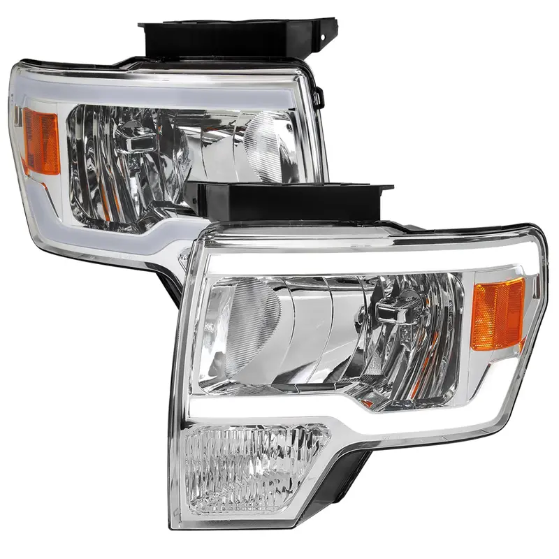 Spec-D 09-14 Ford F-150 Led Tube Headlights Oem Style Chrome 1