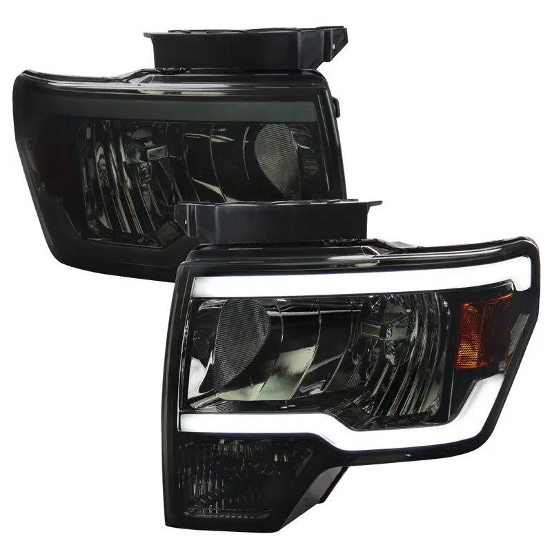 Spec-D 09-14 Ford F-150 Led Tube Headlights Oem Style Chrome/Smoked 1