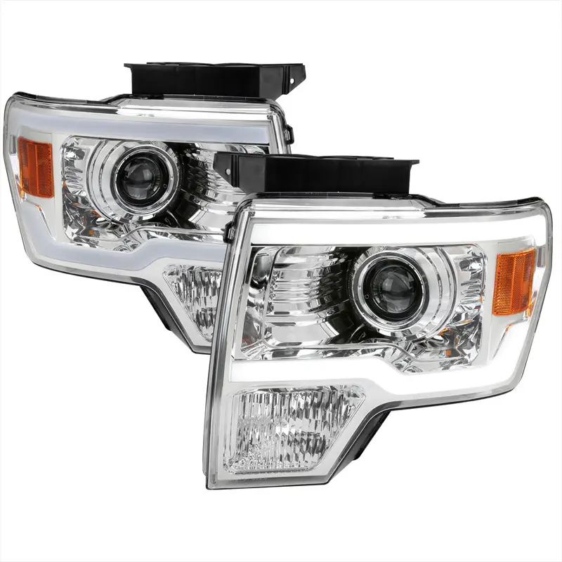 Spec-D 09-14 Ford F150 Led Strip Headlights Chrome/Clear 1