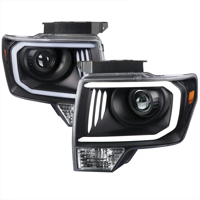 Spec-D 09-14 Ford F150 Projector Headlights Black/Clear 1