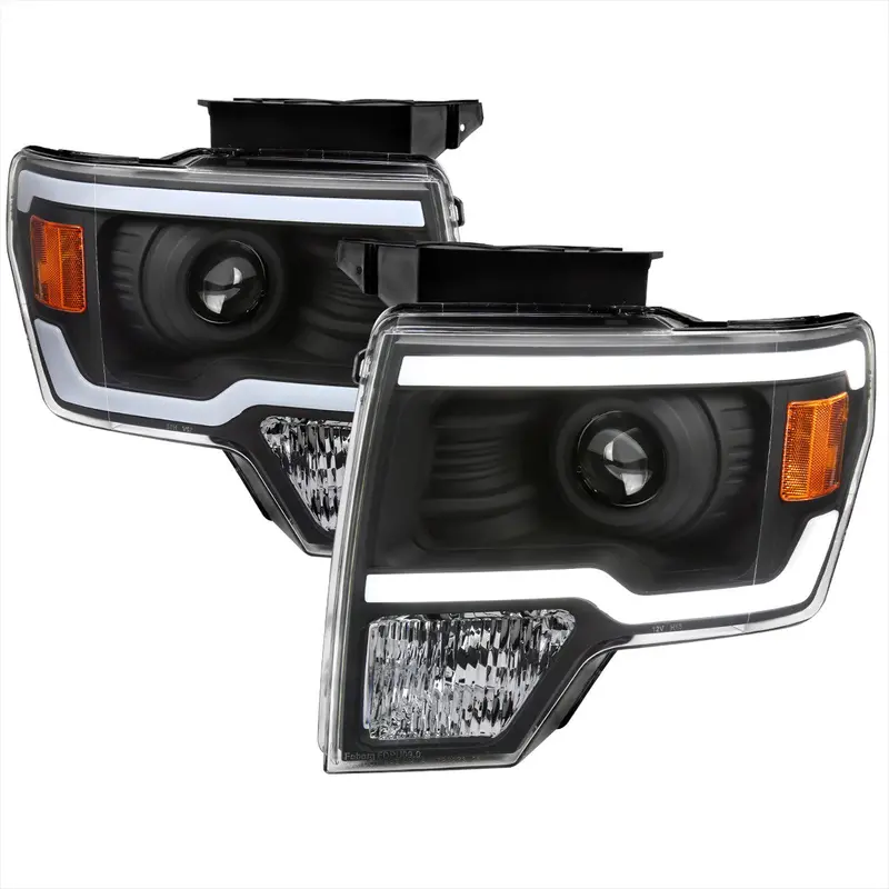 Spec-D 09-14 Ford F150 Projector Headlights Led Bar Black 1