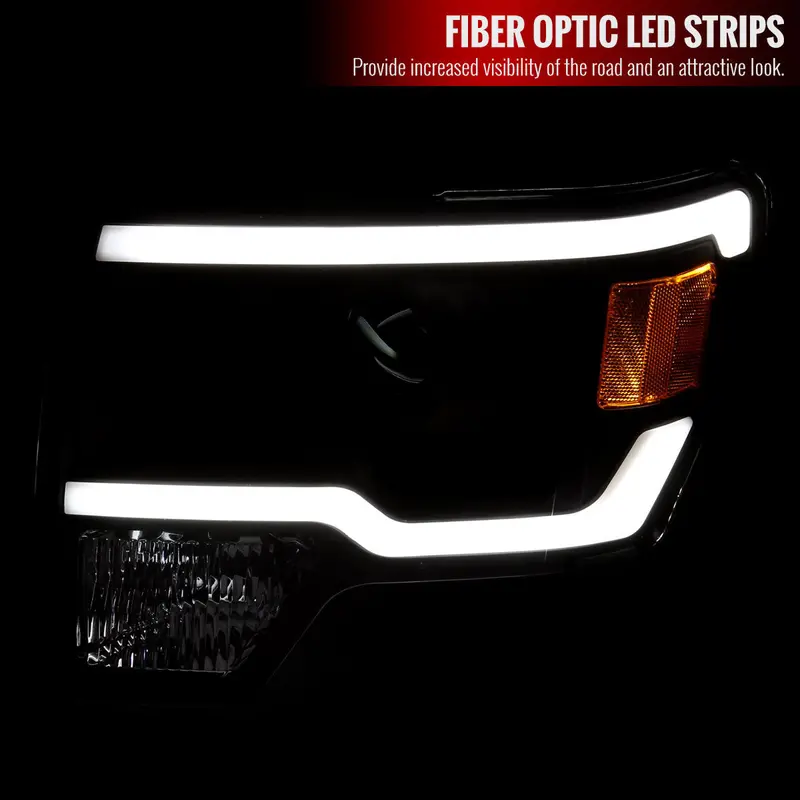 Spec-D 09-14 Ford F150 Projector Headlights Led Bar Black 2