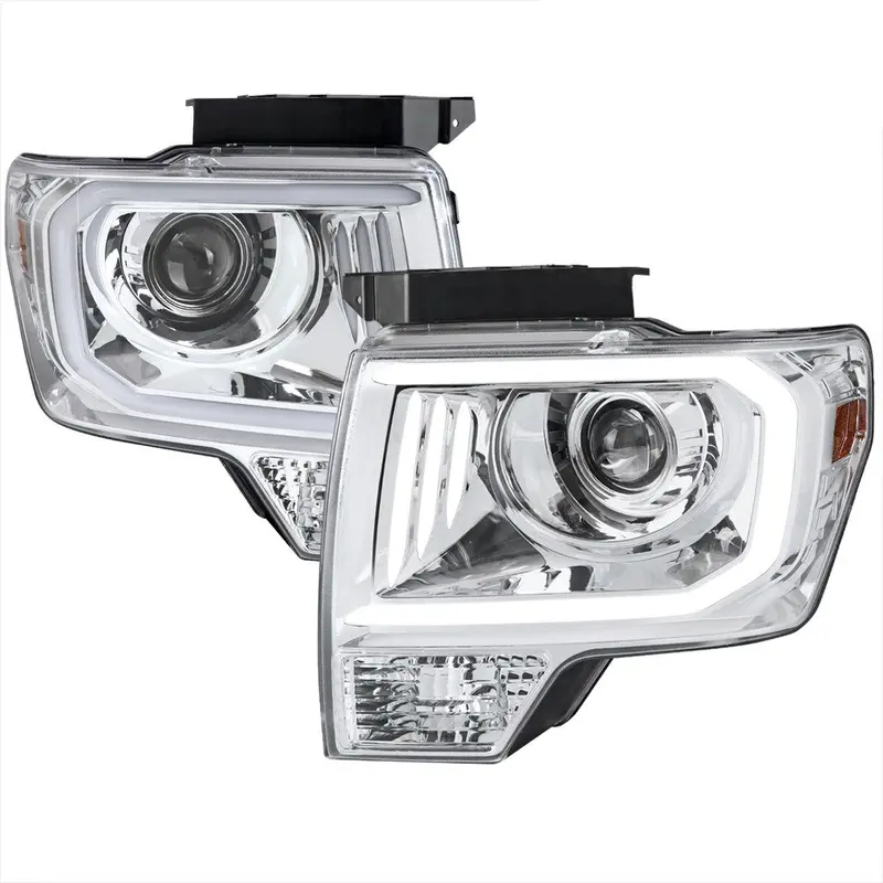 Spec-D 09-14 Ford F150 Projector Headlights Led Bar Chrome 1