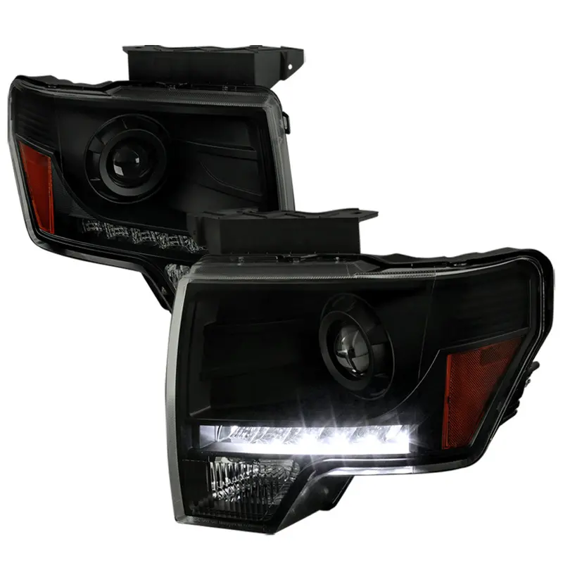 Spec-D 09-14 Ford F150 Projector Headlights Led Drl Black/Smoked 1