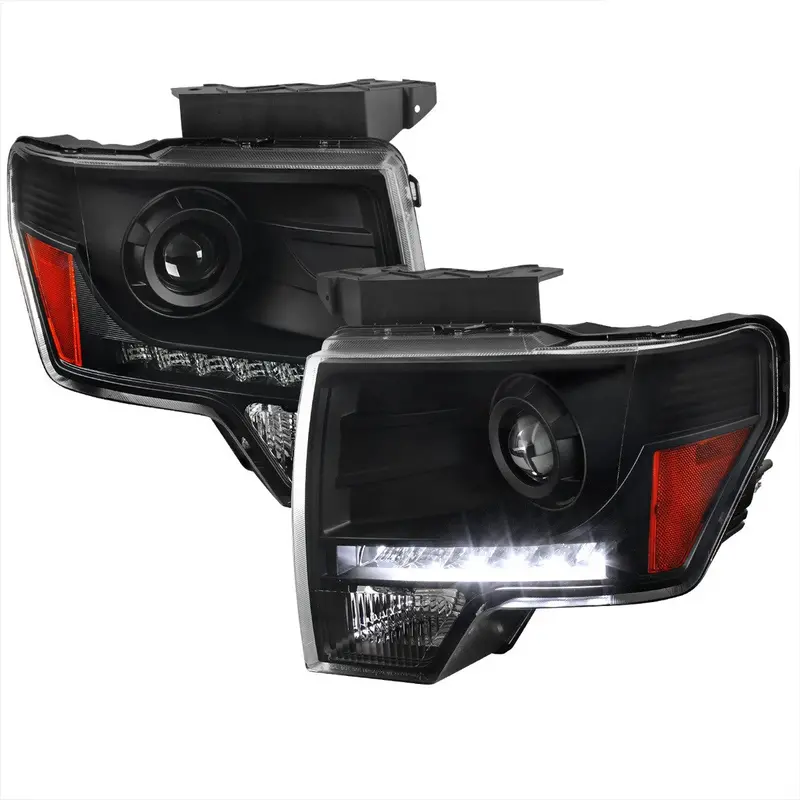 Spec-D 09-14 Ford F150 Projector Headlights Led Light Strip Black 1