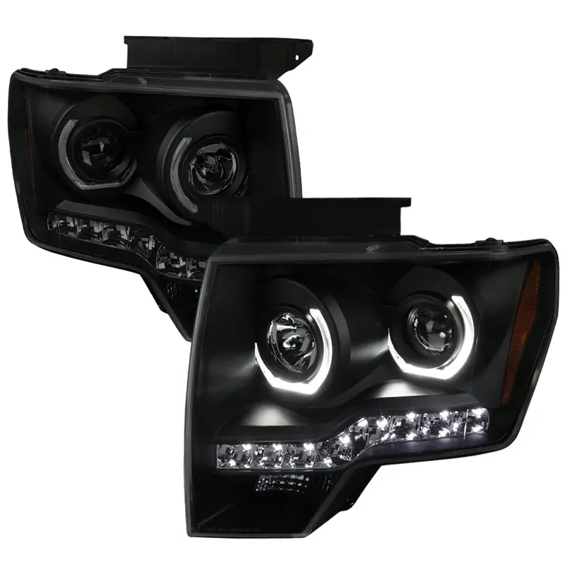 Spec-D 09-14 Ford F150 U-Ring Projector Led Strip Black Smoked 1
