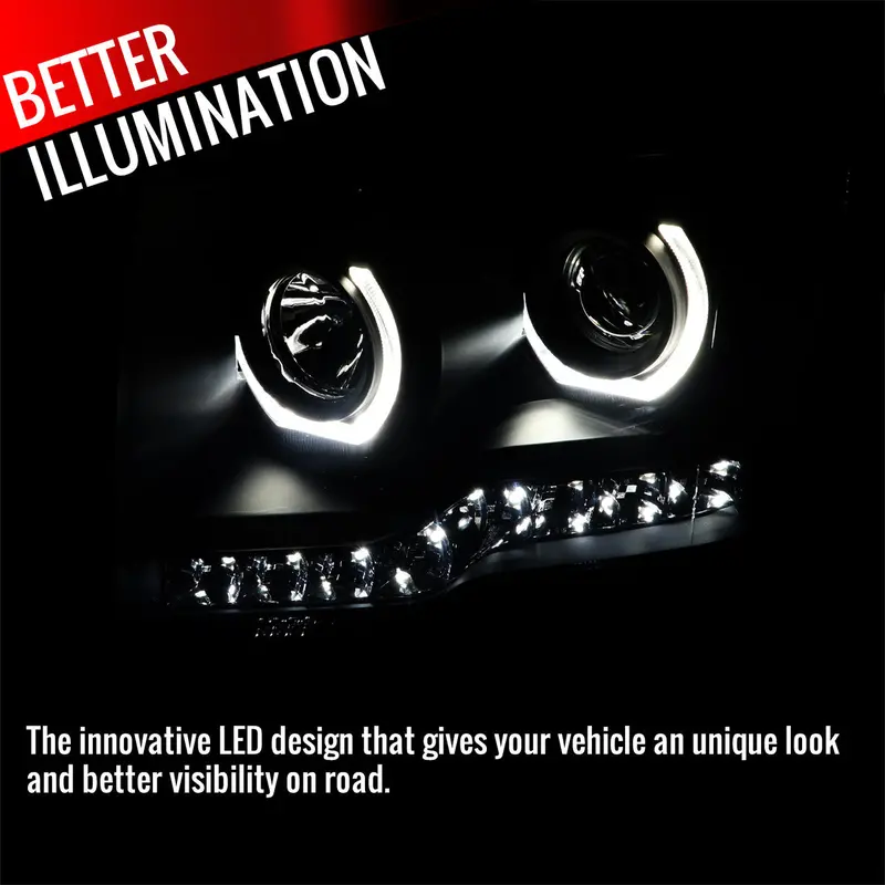 Spec-D 09-14 Ford F150 U-Ring Projector Led Strip Black Smoked 2