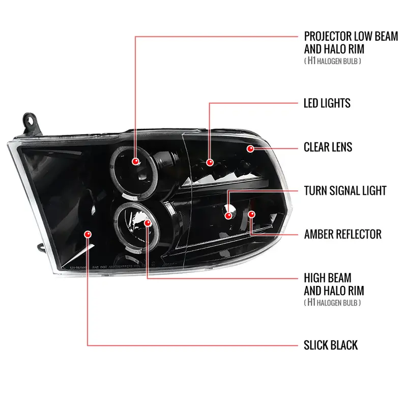 Spec-D 09-18 Dodge Ram 1500 2500 3500 Seq Led Headlights Black 2