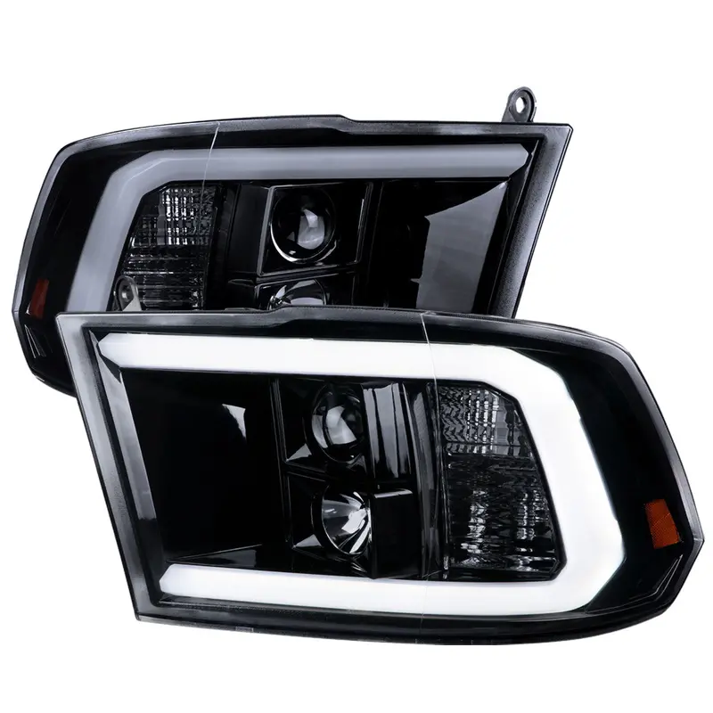 Spec-D 09-18 Dodge Ram 1500 Led Bar Projector Headlights Black/Smoked 1
