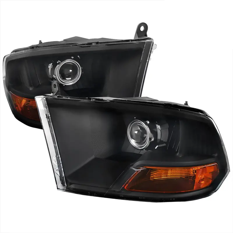 Spec-D 09-18 Dodge Ram 1500 Retro Projector Headlights Black 1