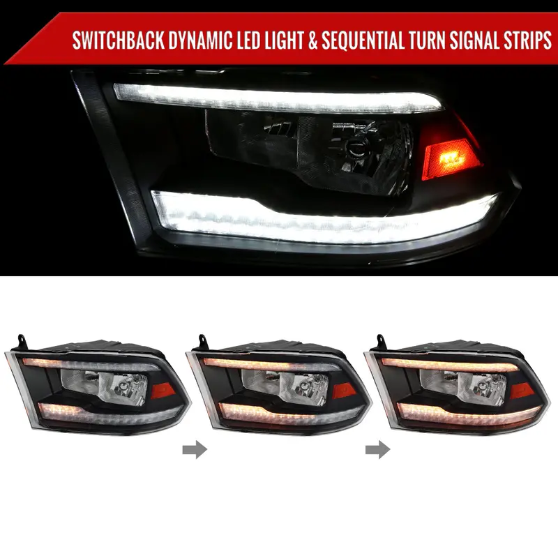 Spec-D 09-18 Ram 1500/10-18 Ram 2500 3500 Sequetial Headlights Black 2
