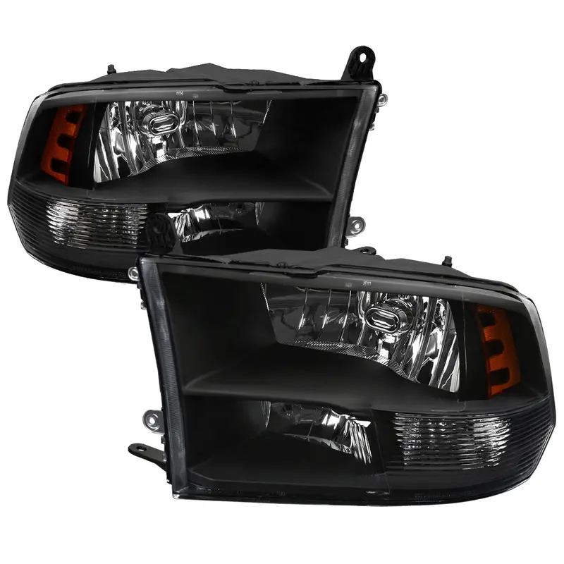 Spec-D 09-18 Ram 1500/2500/3500 Headlights Oem Quad Style Black Clear 1
