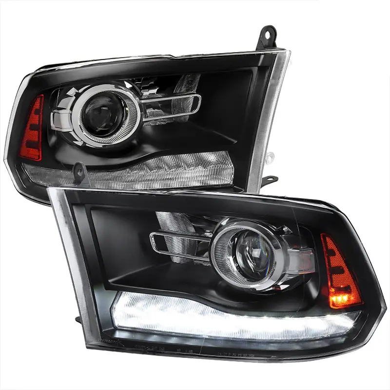 Spec-D 09-18 Ram 1500 2500 3500 Headlights Sequential Led Bar Black 1