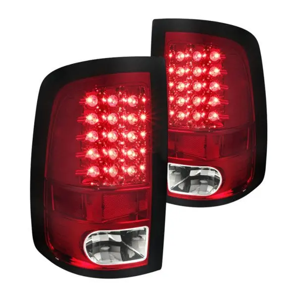 Spec-D 09-18 Ram 1500 Led Tail Lights Chrome/Red Lens (White Bar) 1