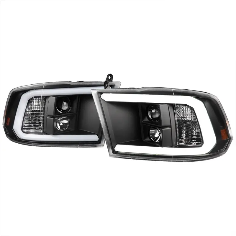 Spec-D 09-21 Dodge Ram 1500 2500 3500 Led C-Bar Headlights Black 1