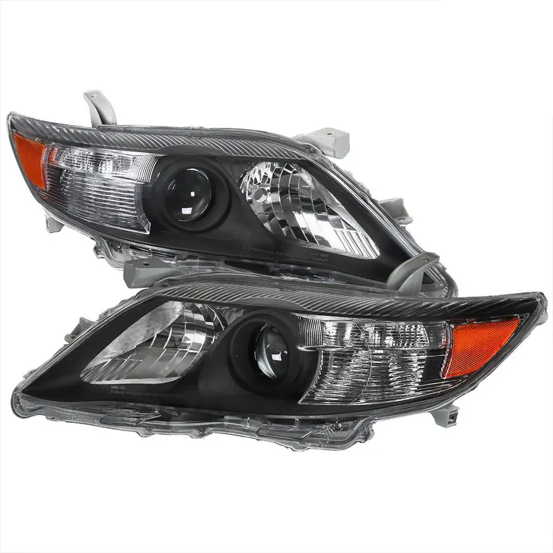 Spec-D 10-11 Toyota Camry Headlights Projector Matte Black/Clear Amber 1