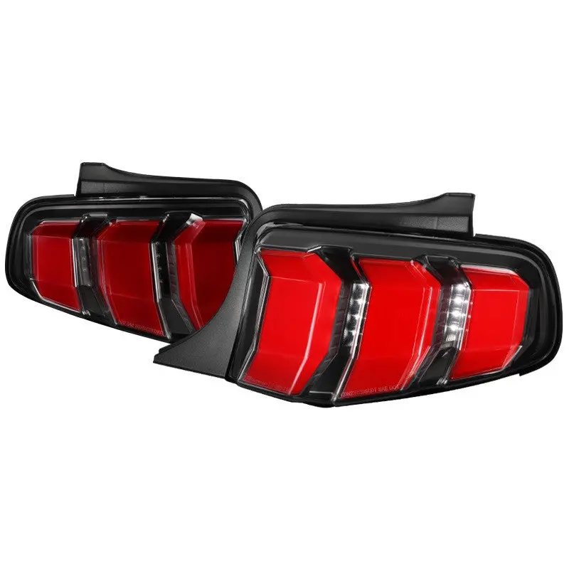 Spec-D 10-12 Ford Mustang Led Tail Lights Red/ White Bar 1