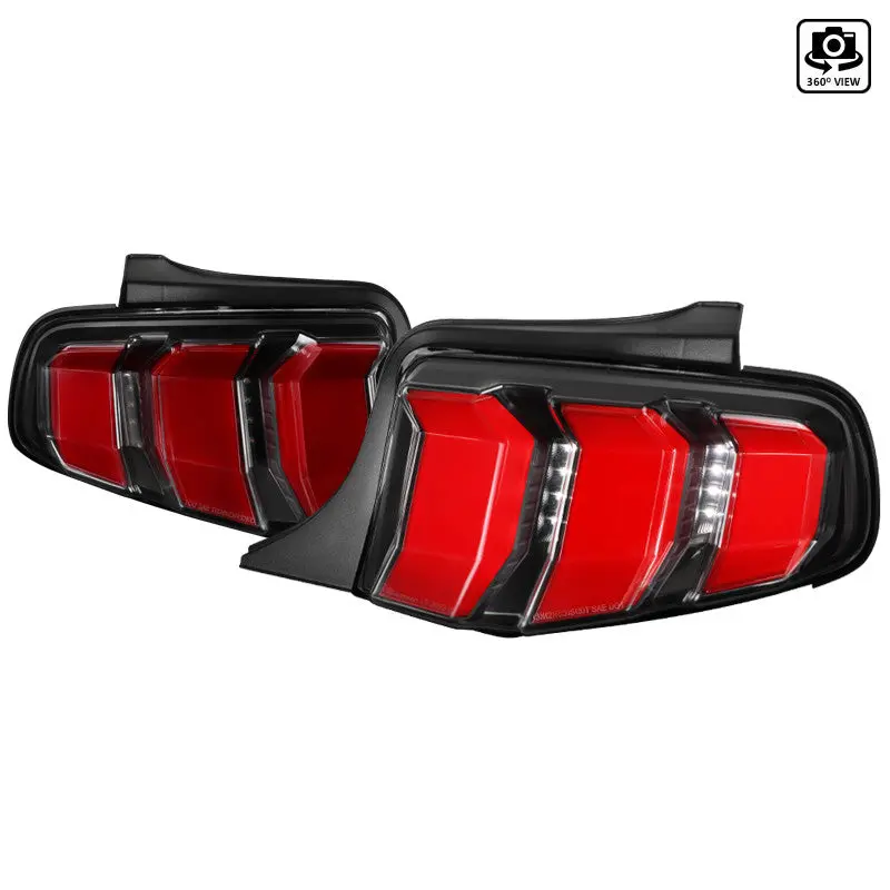 Spec-D 10-12 Ford Mustang Led Tail Lights Red/ White Bar 2