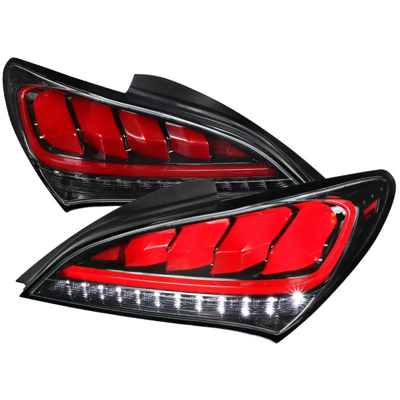 Spec-D 10-12 Genesis Coupe Tail Lights Sequential Jet Black/Clear 1