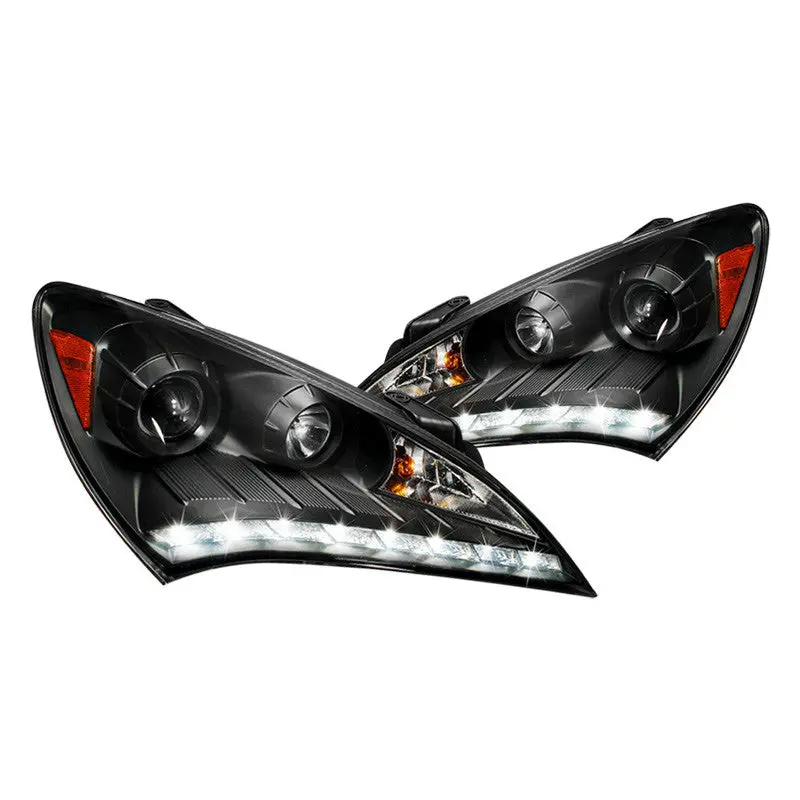 Spec-D 10-12 Hyundai Genesis Coupe Projector Headlights Matte Black/Clear 1