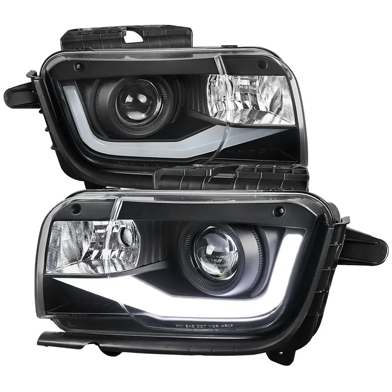 Spec-D 10-13 Chevy Camaro Led Bar Projector Headlights Black 1
