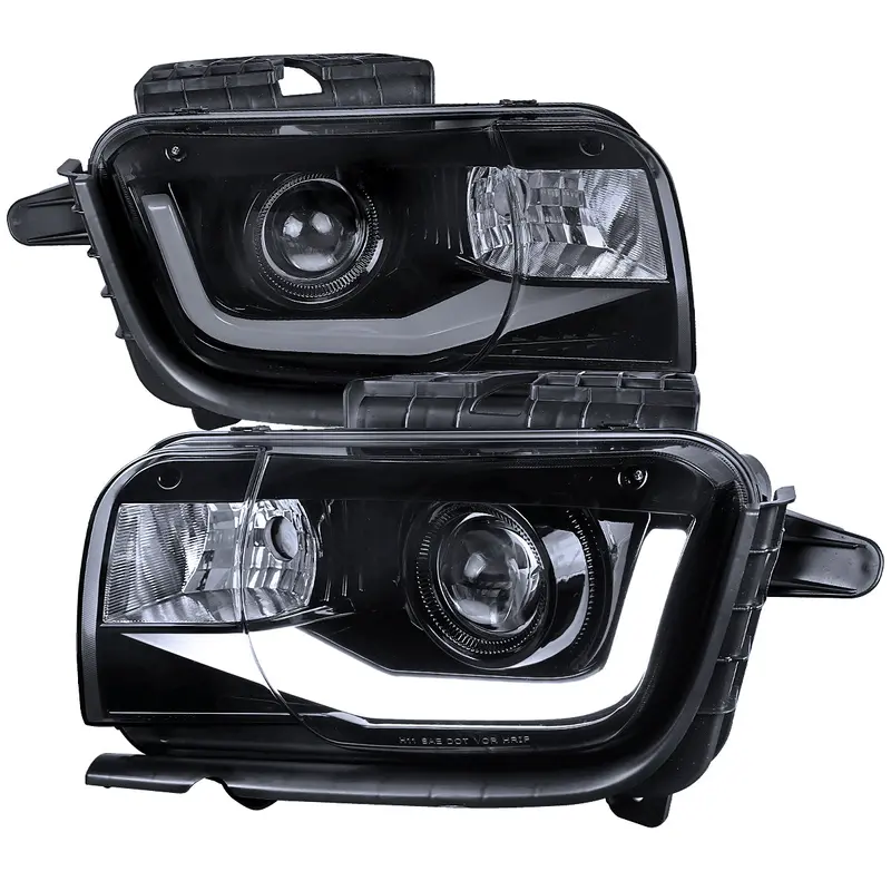 Spec-D 10-13 Chevy Camaro Led Bar Projector Headlights Gl Blacksmoked 1